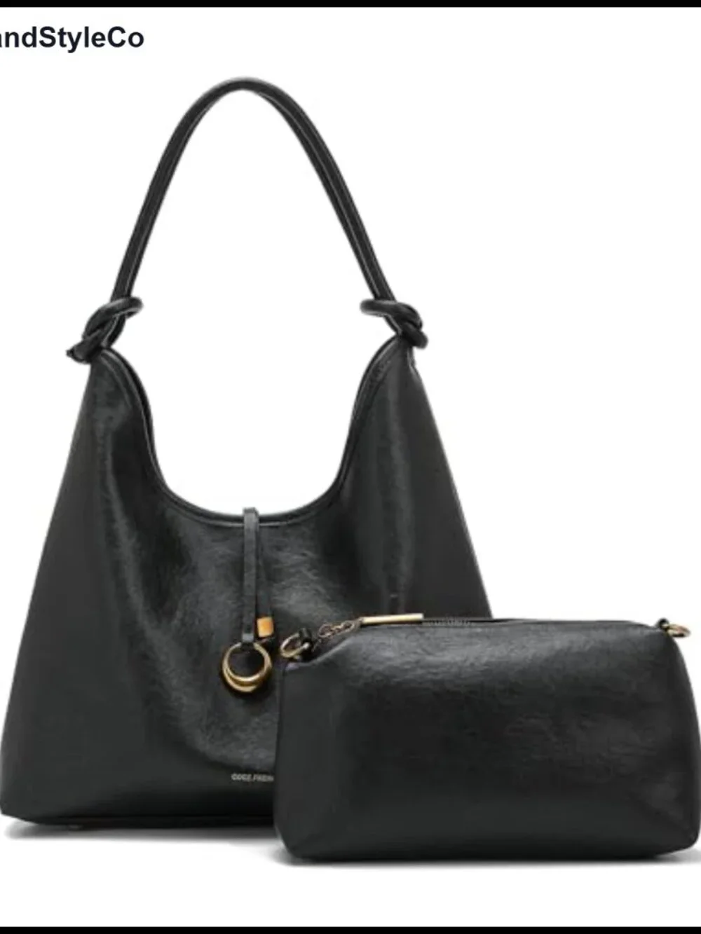 2-in-1 Hobo Bag Set with Detachable Pouch Vegan Leather Women's Shoulder Purse